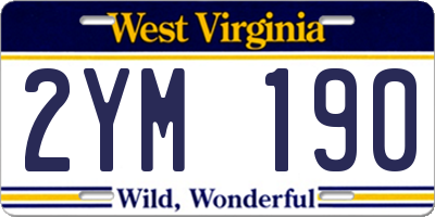 WV license plate 2YM190