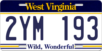 WV license plate 2YM193