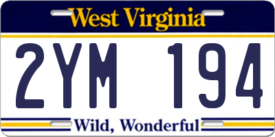 WV license plate 2YM194