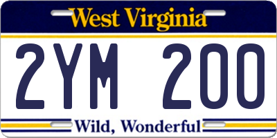 WV license plate 2YM200