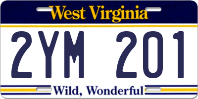 WV license plate 2YM201