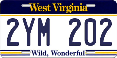 WV license plate 2YM202