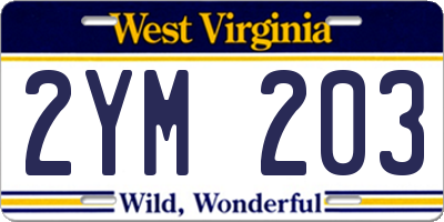 WV license plate 2YM203