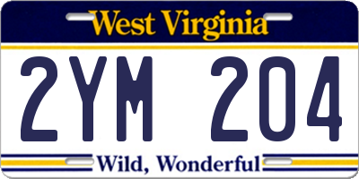 WV license plate 2YM204