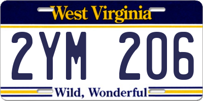 WV license plate 2YM206