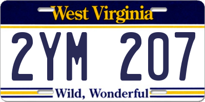 WV license plate 2YM207