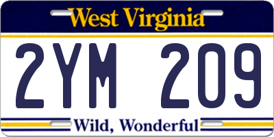 WV license plate 2YM209