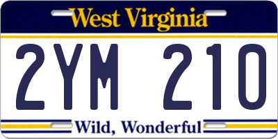 WV license plate 2YM210