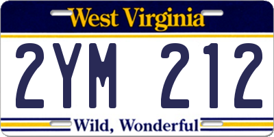 WV license plate 2YM212