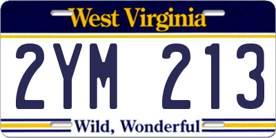 WV license plate 2YM213