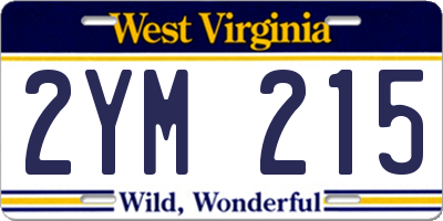 WV license plate 2YM215