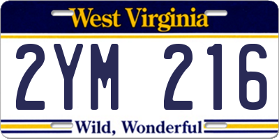WV license plate 2YM216