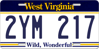 WV license plate 2YM217