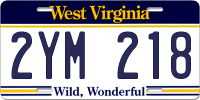 WV license plate 2YM218