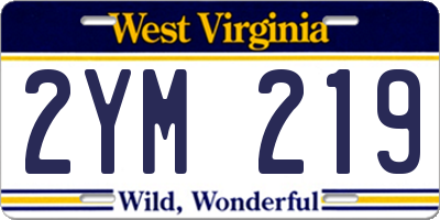 WV license plate 2YM219
