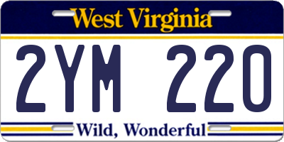 WV license plate 2YM220