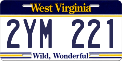 WV license plate 2YM221