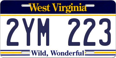 WV license plate 2YM223