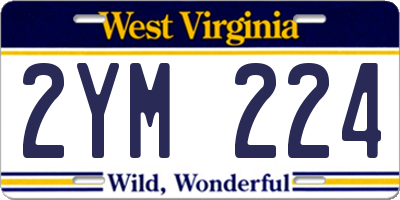 WV license plate 2YM224