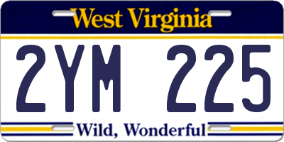WV license plate 2YM225