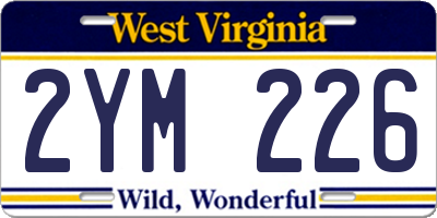 WV license plate 2YM226