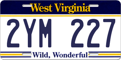 WV license plate 2YM227