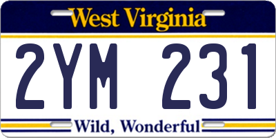 WV license plate 2YM231