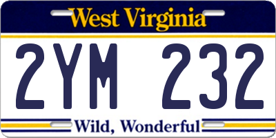 WV license plate 2YM232