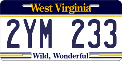 WV license plate 2YM233