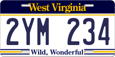 WV license plate 2YM234