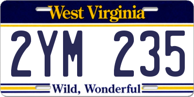 WV license plate 2YM235