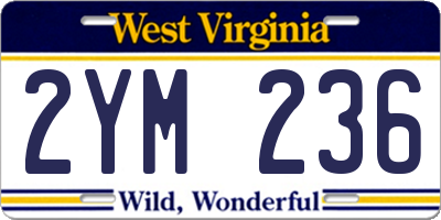 WV license plate 2YM236