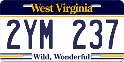 WV license plate 2YM237