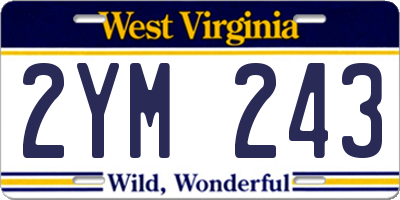 WV license plate 2YM243
