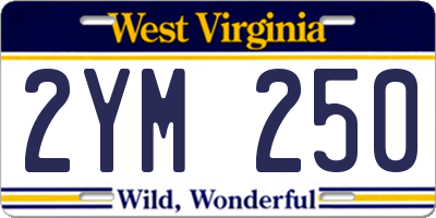 WV license plate 2YM250