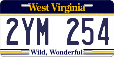 WV license plate 2YM254