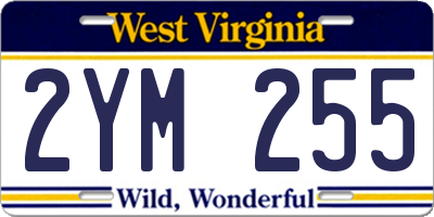 WV license plate 2YM255