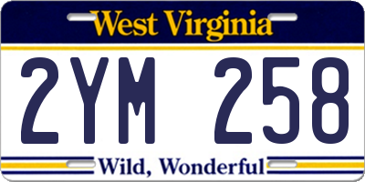 WV license plate 2YM258