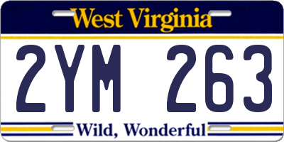 WV license plate 2YM263