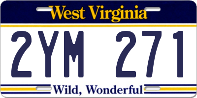 WV license plate 2YM271