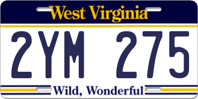 WV license plate 2YM275