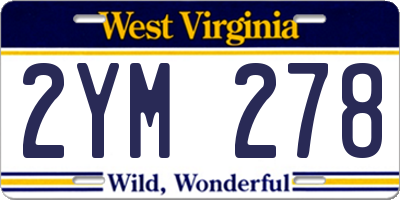 WV license plate 2YM278