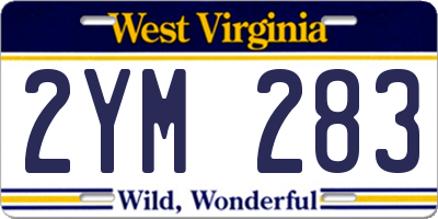 WV license plate 2YM283