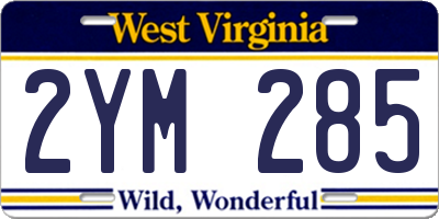 WV license plate 2YM285