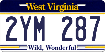 WV license plate 2YM287