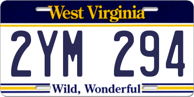 WV license plate 2YM294