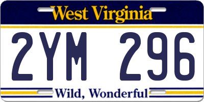 WV license plate 2YM296