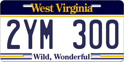 WV license plate 2YM300
