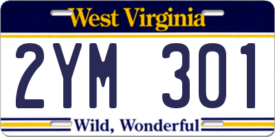 WV license plate 2YM301
