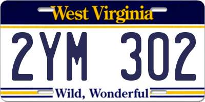 WV license plate 2YM302